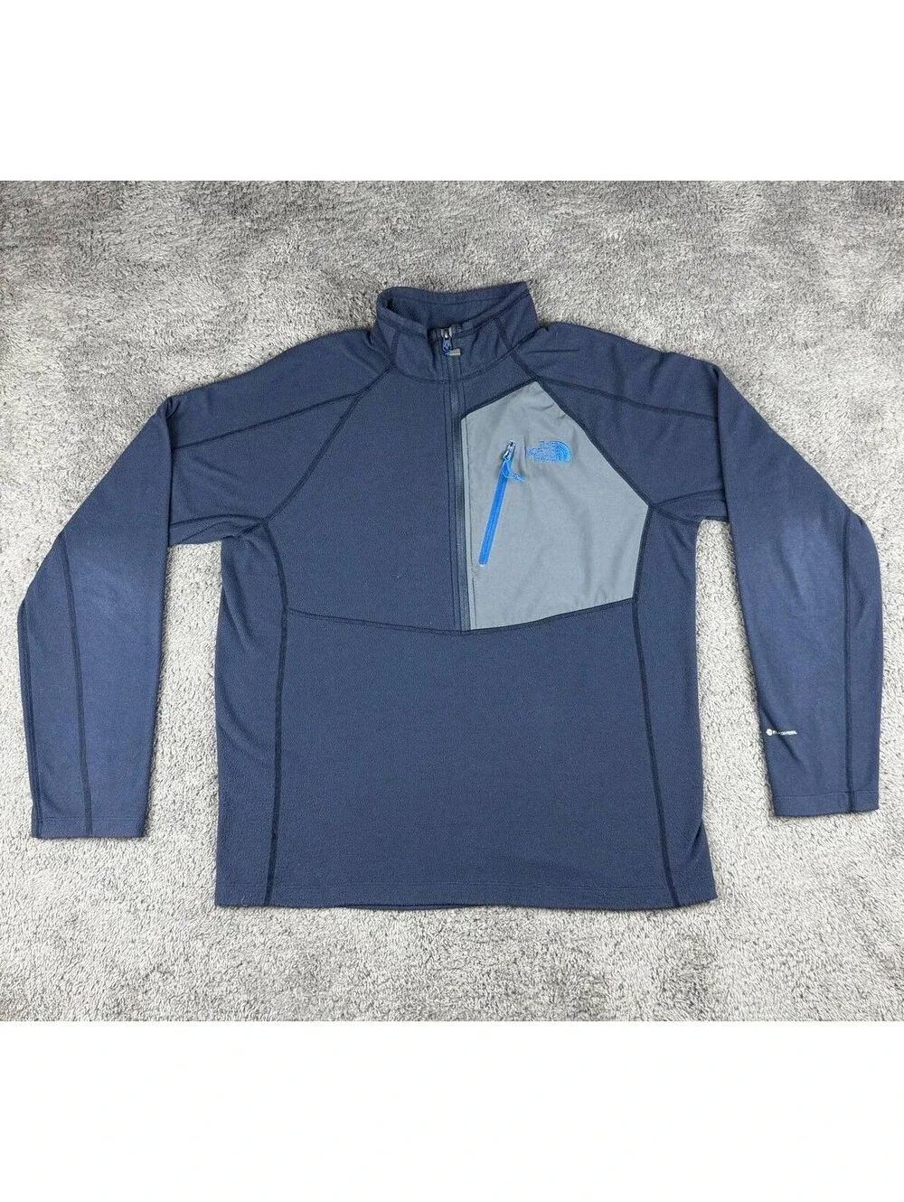 The North Face FlashDry 1/4 Zip Fleece Pullover Mens Large Blue Gray Jacket